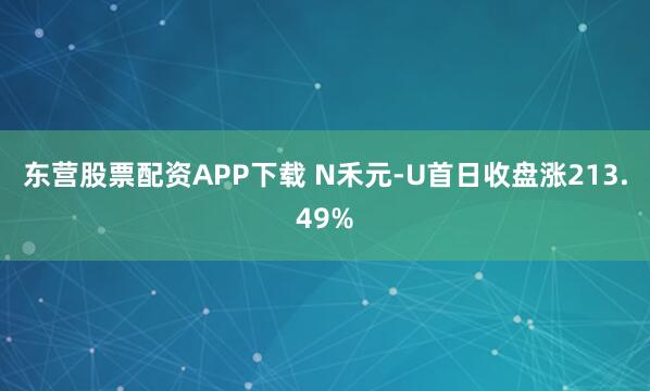 东营股票配资APP下载 N禾元-U首日收盘涨213.49%